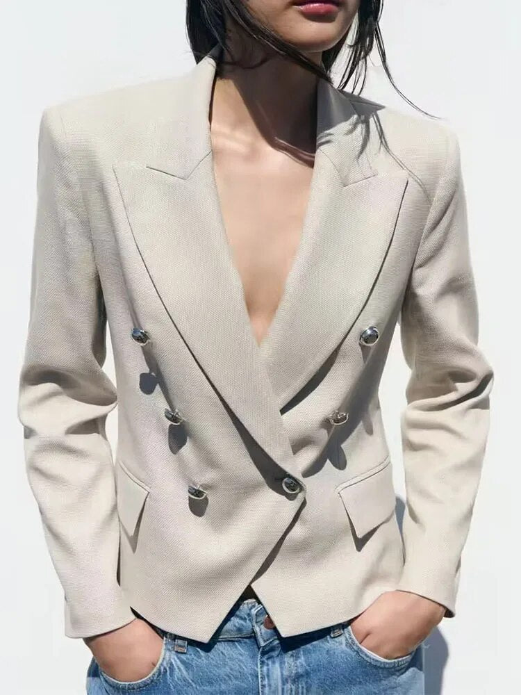 xakxx xakxx - New Women's Temperament Fashion Casual Ruili Retro Women's Texture Double breasted Suit Coat