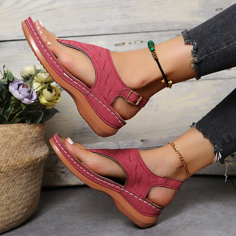xakxx Back to school Clip Toe Wedges Sandals For Women Summer Rome Platform Sandalias Woman Non Slip Beach Shoes Mujer Plus Size 35-44