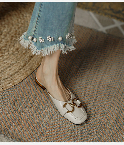 xakxx Fall Outfit Women's Slippers Retro Houndstooth Tassel Casual Shoes For Woman Summer Outdoor Ladies Slides Metal Buckle Low Heel Sandals