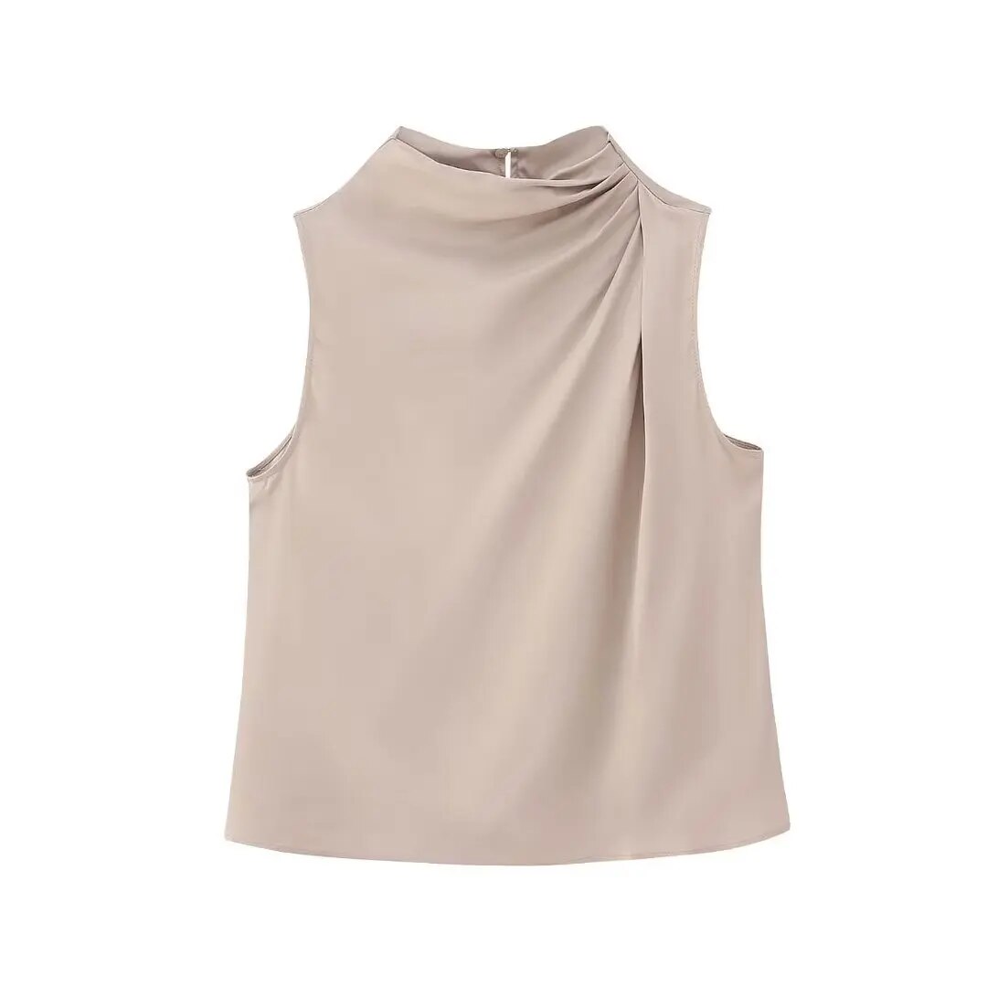 xakxx xakxx - New Women's Clothes Casual Fashion Pleated Design Silk Satin Top Slim High Waist Silk Satin Midi Skirt Set