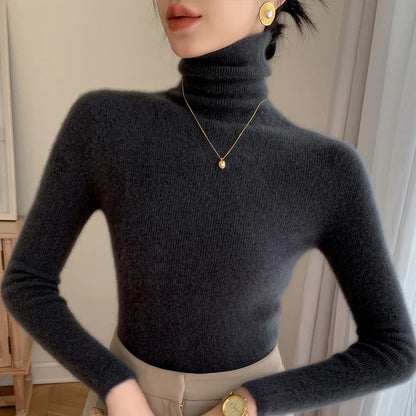 xakxx xakxx-100 pure mountain cashmere sweater autumn and winter ladies sweater knit bottoming shirt high neck pullover slim joker inside.