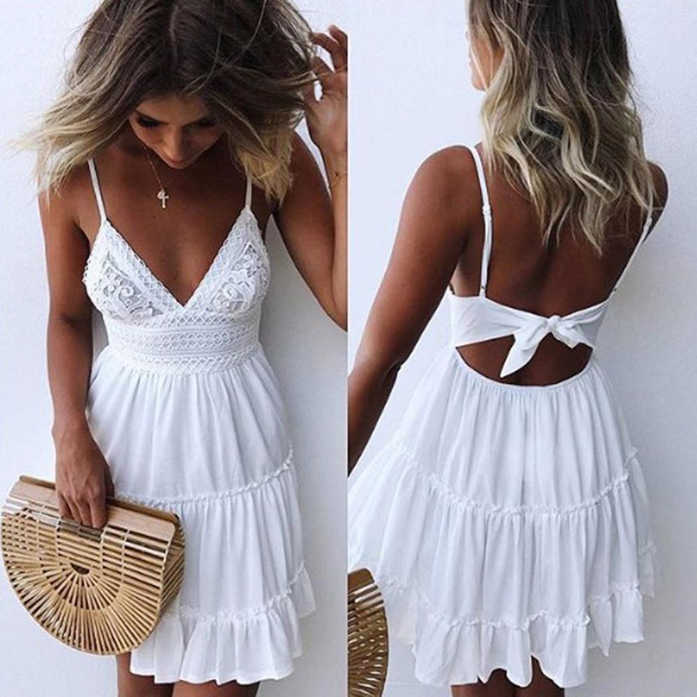 xakxx  Fashion Boho Long Maxi Dress Women Summer Ladies Sleeveless White Beach Dress Evening Party Casual Dresses Vestidos