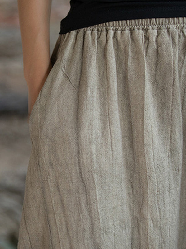 xakxx Loose Elasticity Pockets Tie-Dyed Skirts Bottoms