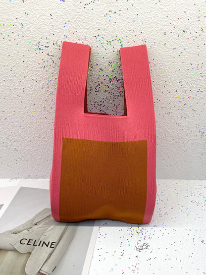 xakxx Contrast Color Cute Bags Woven Handbag