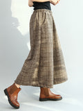 xakxx Vintage Loose Wide Leg Checkered Elastic Waist Pants