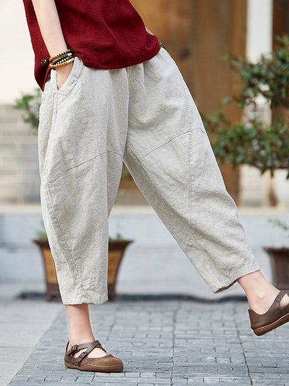 xakxx Loose Pure Color Comfortable Linen bloomers