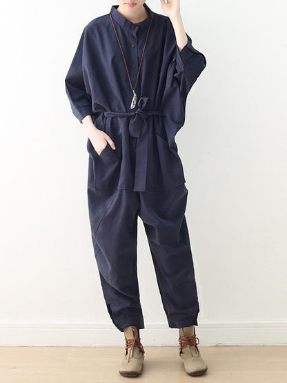 xakxx Loose Lace-Up Overall Jumpsuits