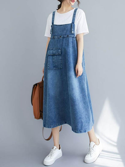 xakxx Original Solid Denim Strapless Dress