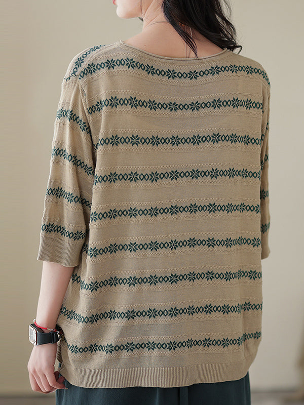 xakxx Half Sleeves Loose Printed Round-Neck T-Shirts Tops