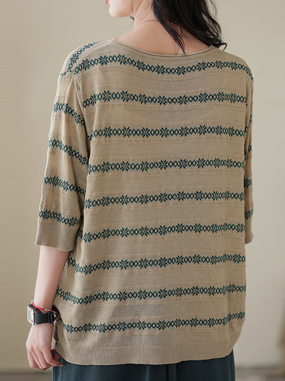 xakxx Half Sleeves Loose Printed Round-Neck T-Shirts Tops