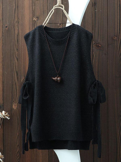 xakxx Vintage Split-side Bandage Knitting Vest
