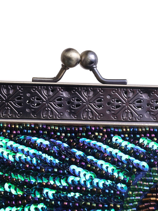 xakxx 4 Colors Urban Geometric Sequined Makeup Bag Handbag