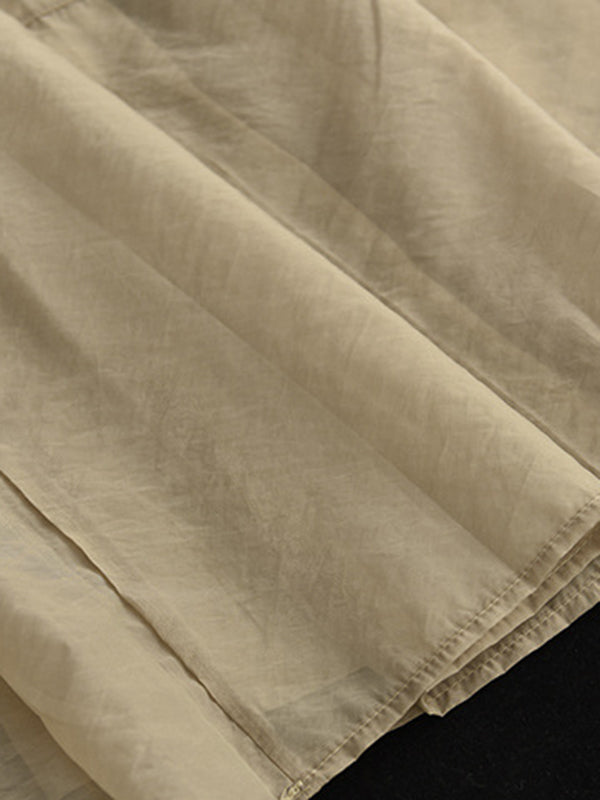 xakxx Simple Loose Solid Color Split-Joint Bubble Skirt