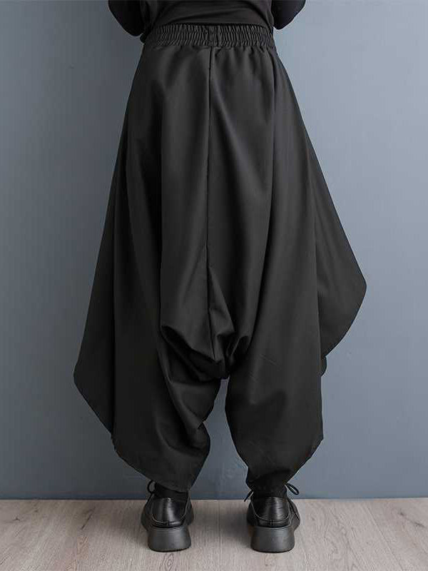 xakxx High Waisted Loose Asymmetric Elasticity Layered Solid Color Culotte