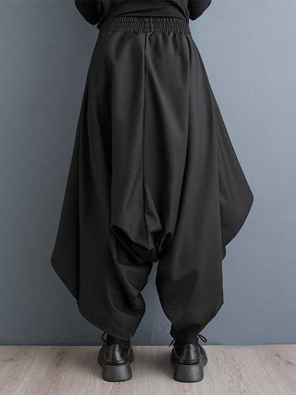 xakxx High Waisted Loose Asymmetric Elasticity Layered Solid Color Culotte