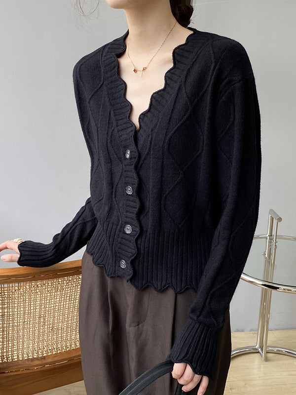 xakxx Original Stylish Casual 7 Colors Buttoned Jacquard V-Neck Sleeveless Cardigan Top