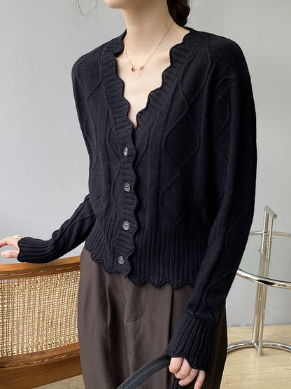 xakxx Original Stylish Casual 7 Colors Buttoned Jacquard V-Neck Sleeveless Cardigan Top