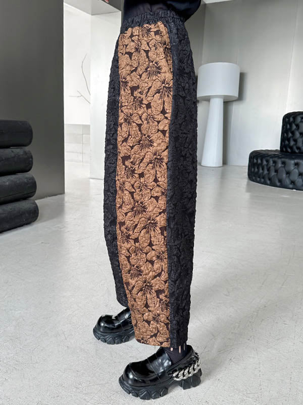 xakxx A-Line High-Low Asymmetric Contrast Color Jacquard Vest Top + Elasticity Pants Bottom Two Pieces Set