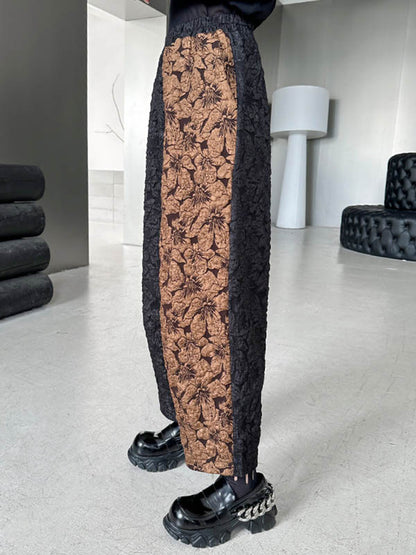 xakxx A-Line High-Low Asymmetric Contrast Color Jacquard Vest Top + Elasticity Pants Bottom Two Pieces Set