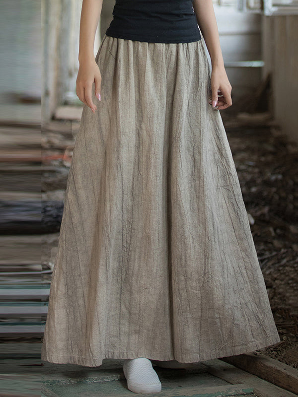 xakxx Loose Elasticity Pockets Tie-Dyed Skirts Bottoms