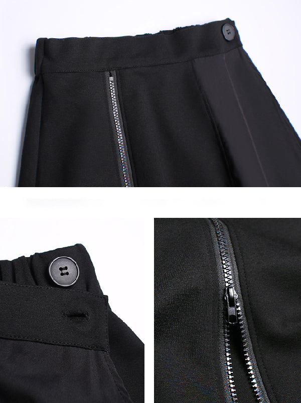 xakxx Casual High Waisted Irregularity Solid Color Skirt