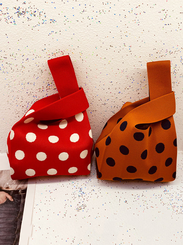 xakxx Contrast Color Polka-Dot Bags Accessories Woven Handbag