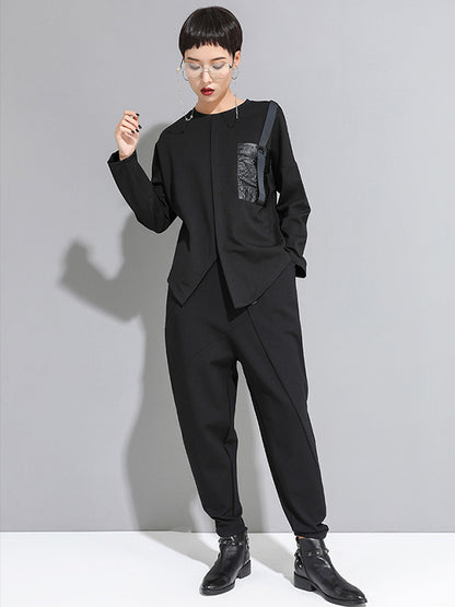 xakxx Personality Black With Button High-Waist Harem Pants