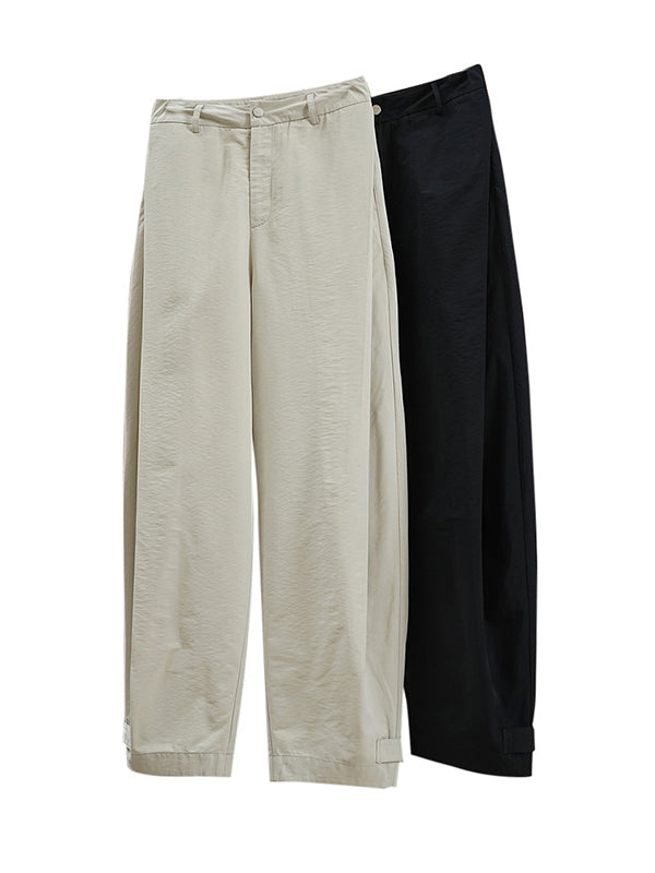 xakxx Loose Wide Leg High-Waisted Pleated Solid Color Casual Pants Bottoms Trousers