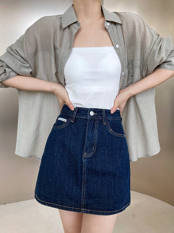 xakxx Simple Casual Solid Color Spaghetti-Neck Vest Top