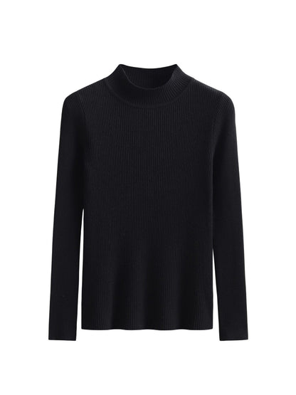 xakxx Simple Long Sleeves Skinny Solid Color High-Neck Pullovers