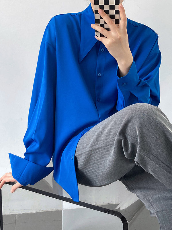 xakxx Stylish 3 Colors Solid Color Long Sleeves Blouse