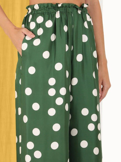 xakxx Casual Wide Leg Polka-Dot Elasticity Pants