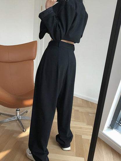 xakxx Solid Color Loose Empire Wide Leg Pants