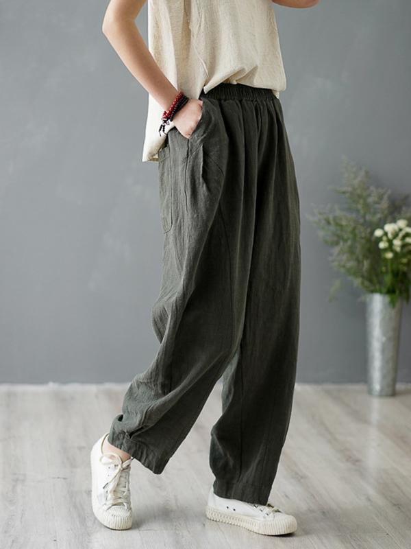 xakxx Loose Solid Color Casual Pants