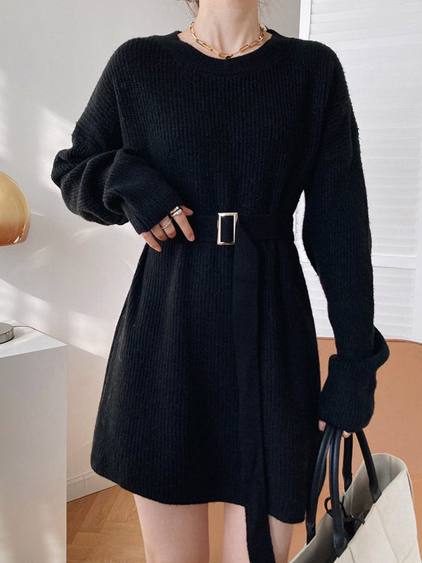 xakxx Loose Lace-Up Knitting Dress