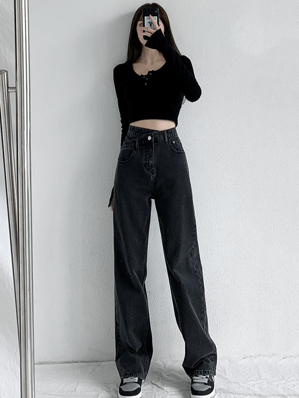 xakxx 4 Colors High Waisted Jean Pants Bottoms