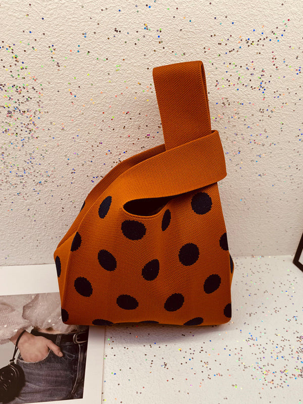 xakxx Contrast Color Polka-Dot Bags Accessories Woven Handbag