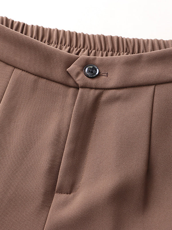 xakxx Simple Column Solid Color Casual Ninth Pants Bottoms