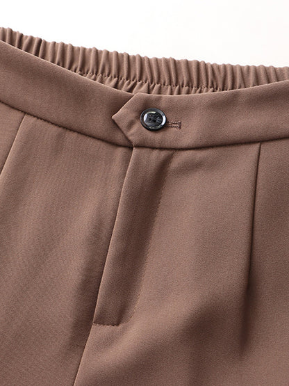 xakxx Simple Column Solid Color Casual Ninth Pants Bottoms