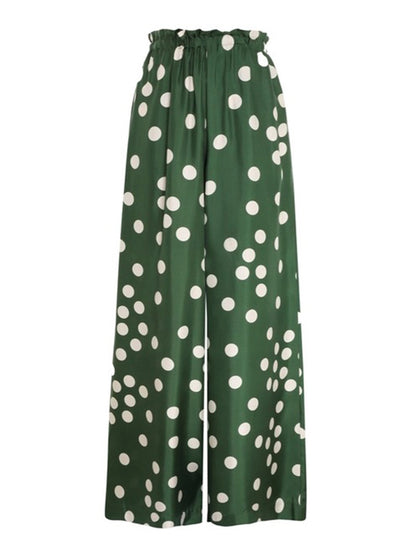 xakxx Casual Wide Leg Polka-Dot Elasticity Pants