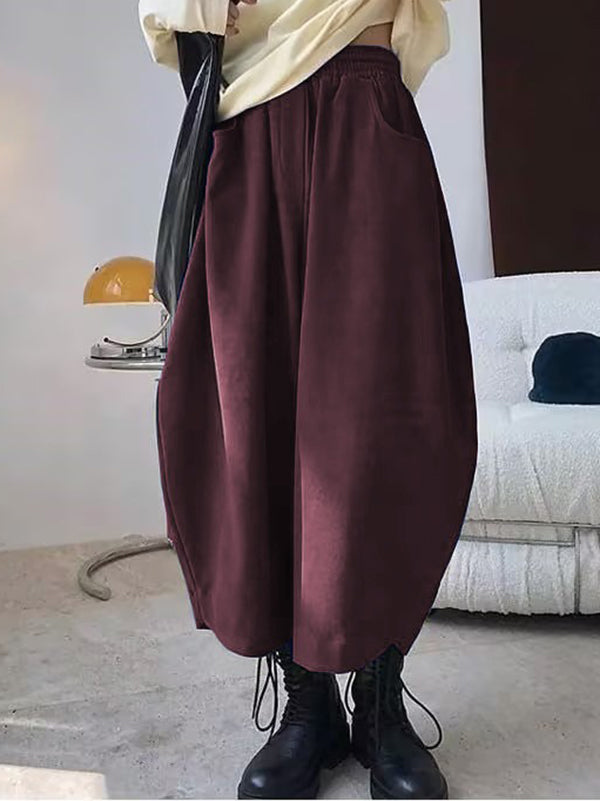 xakxx Harem Pants Wide Leg Elasticity Solid Color Split-Joint Pants Trousers