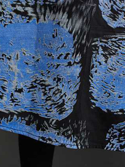 xakxx A-Line Loose Contrast Color Elasticity Printed Split-Joint Skirts
