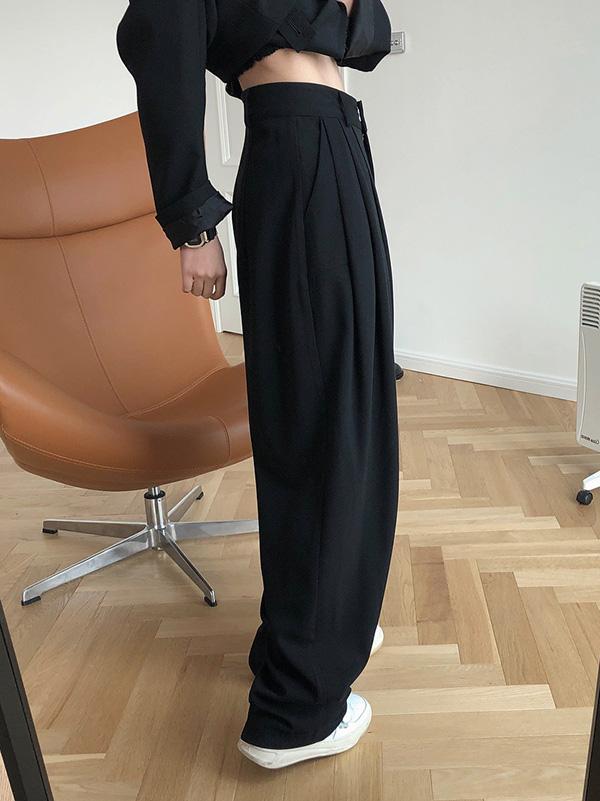 xakxx Solid Color Loose Empire Wide Leg Pants
