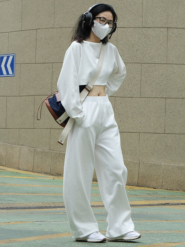 xakxx Casual Wide Leg Loose Solid Color Pants