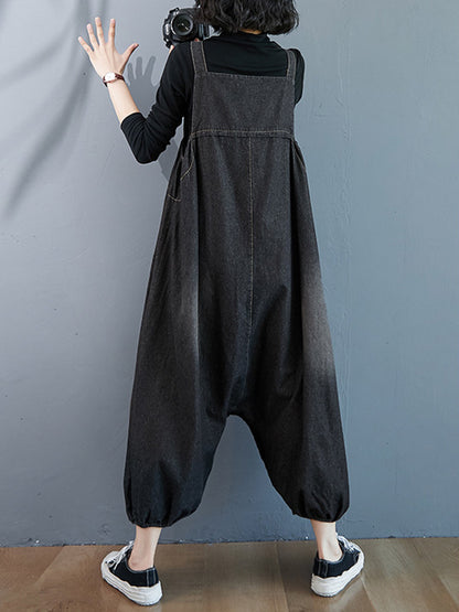 xakxx Simple Denim Buttoned Overalls&Dress