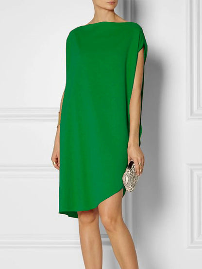 xakxx Summer Urban Solid Color Short Sleeves Mini Dress