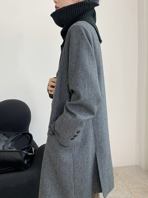 xakxx 3 Colors Simple High-Neck Asymmetric Knitted Scarf