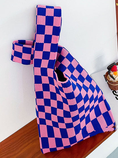 xakxx Casual Weave Contrast Color Plaid Bags Accessories
