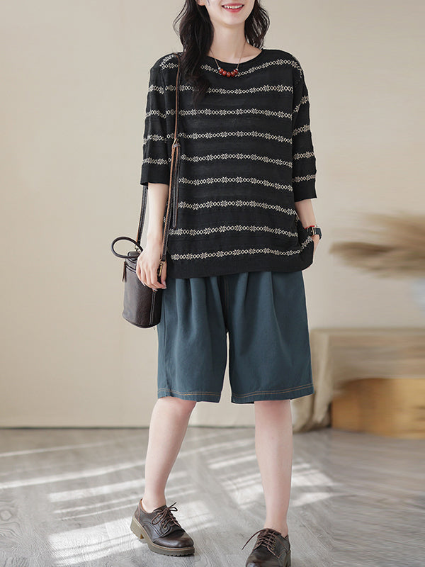 xakxx Half Sleeves Loose Printed Round-Neck T-Shirts Tops