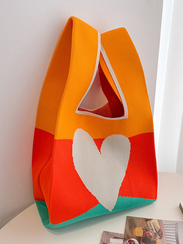 xakxx Heart Print Multi-Colored Bags Handbags